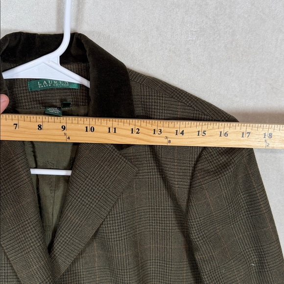 Ralph Lauren Women’s Size 8 100% Wool Tweed Plaid Blazer Velvet Accents Coat - Picture 9 of 11
